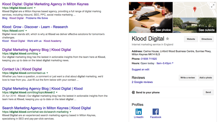 Knowledge graph in results