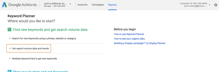 Keyword Planner Keyword Planner