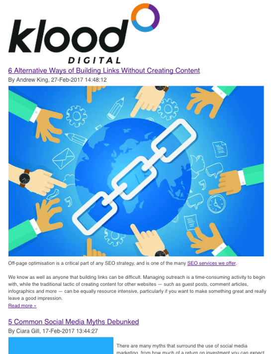 Example of a blog newsletter