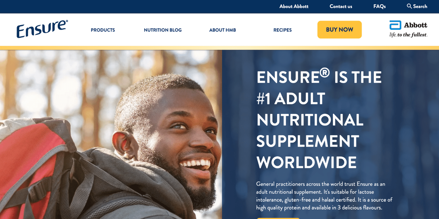 Image of Ensure website by Abbott